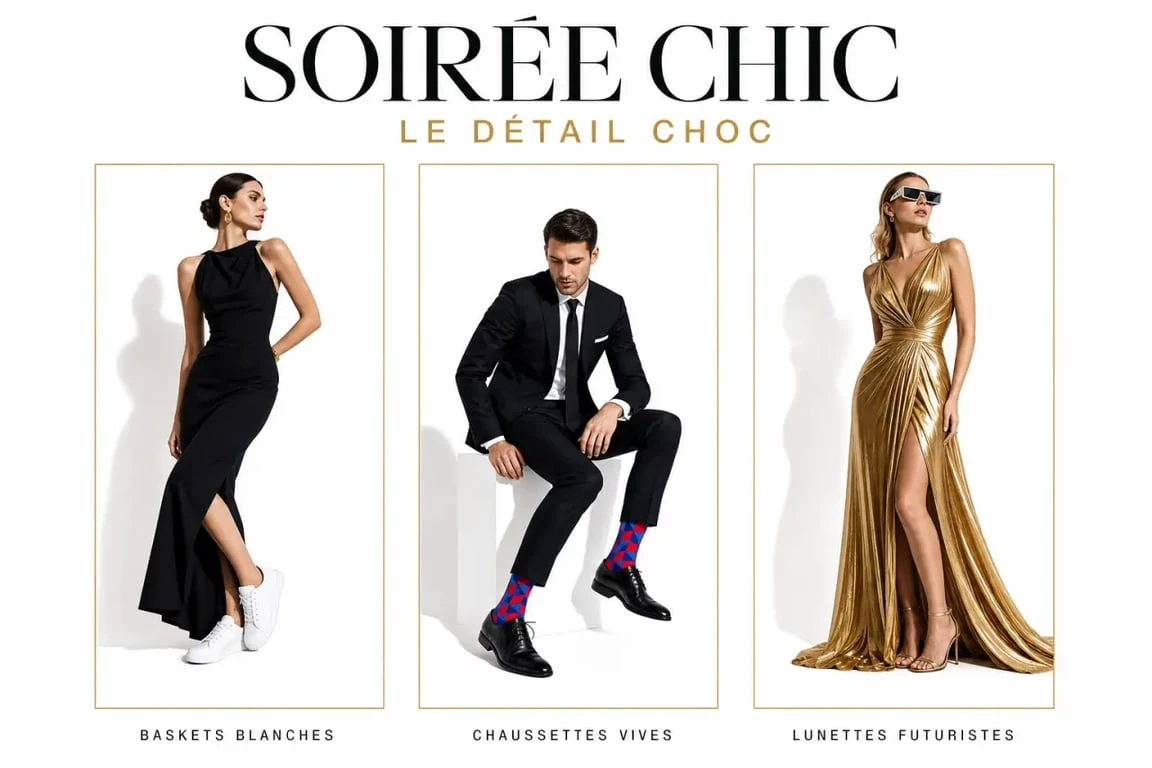 Idées de tenue pour une soirée chic détail choc avec looks femme et homme