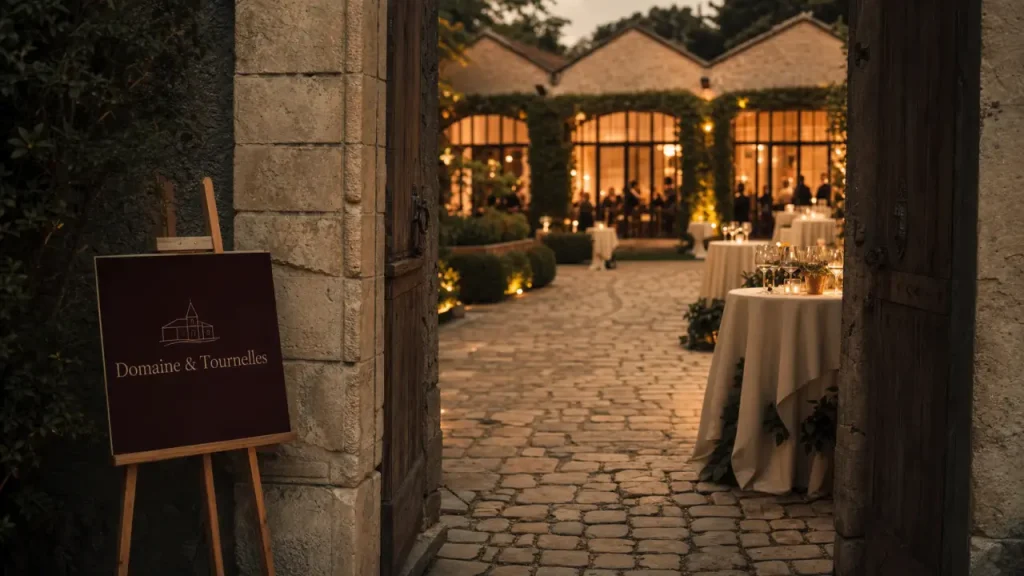 La Cour des Grands / Le Domaine des Tournelles : parc, entrée pierre, trois salles