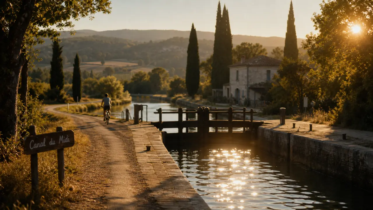 Que visiter autour de Toulouse : Canal du Midi à vélo, écluse et berges