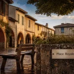 Village médiéval landes, place à arcades de bastide