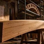 Charpente bois cintré : poutre lamellé-collé cintrée en atelier