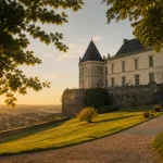 Château de bellegarde dordogne, parc et façade en pierre