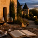 Château de la fleunie dordogne : terrasse au calme près de Lascaux, lumière dorée