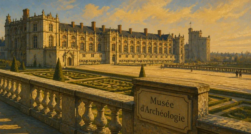 Chateau de st germain en lay, Grande Terrasse et façades Renaissance, vue en plongée
