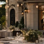 Château Franck et Silvère tarif mariage : table dressée sur terrasse