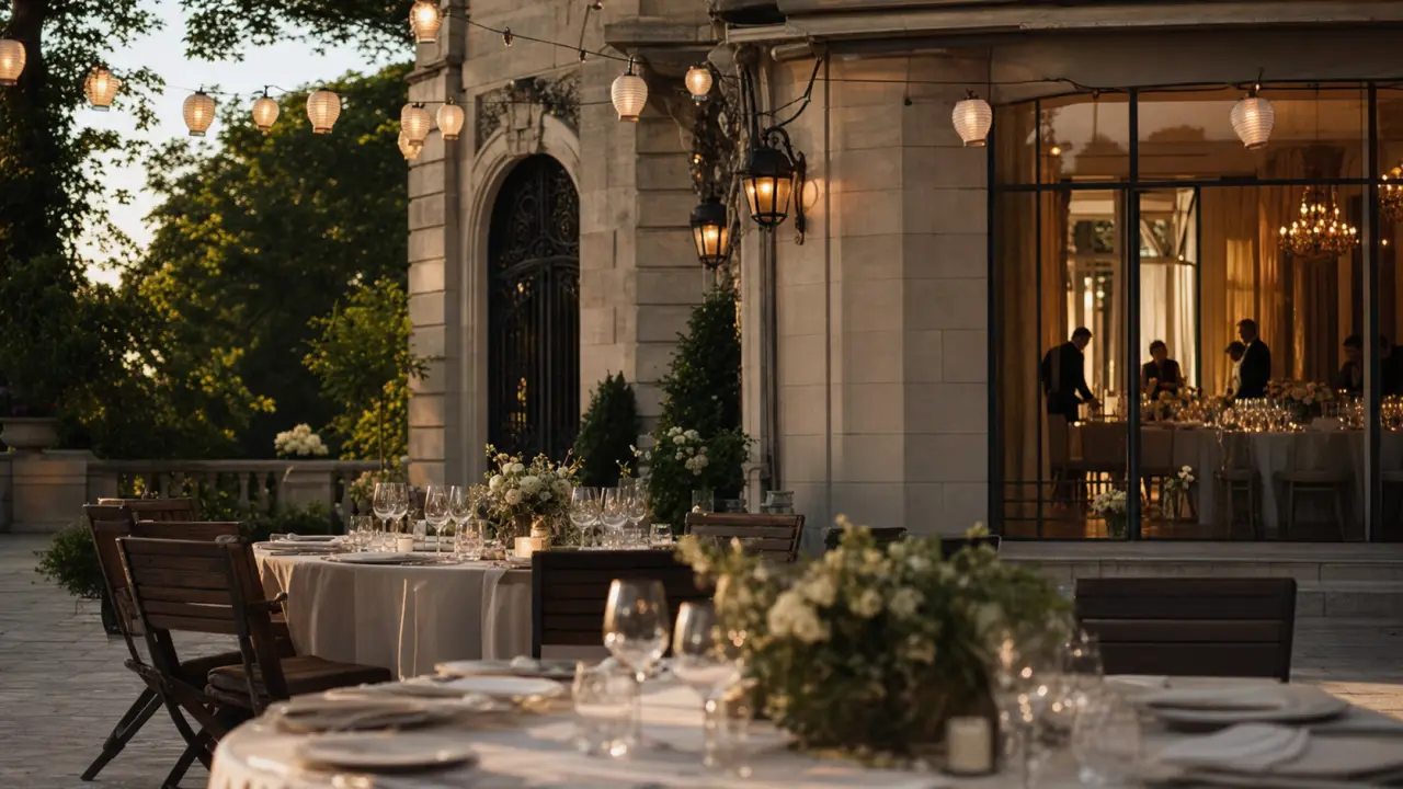 Château Franck et Silvère tarif mariage : table dressée sur terrasse