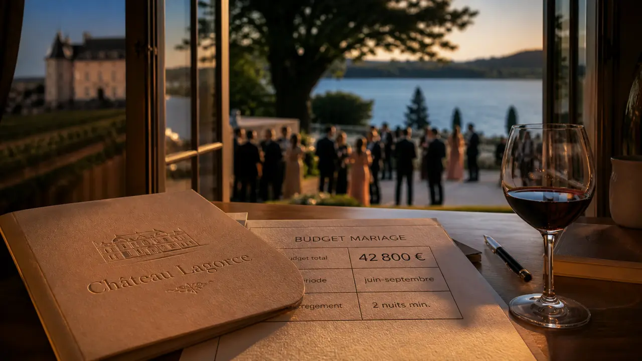 Château Lagorce prix mariage 42 800 € juin-septembre, 2 nuits minimum