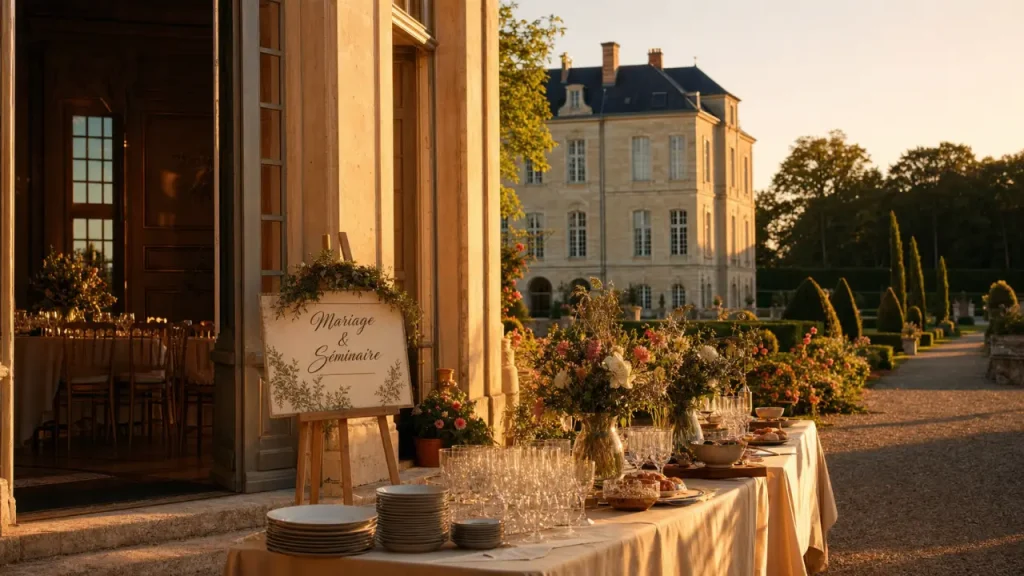 Château de Magneux Haute Rive : séminaire mariage, vue allée gravillonnée