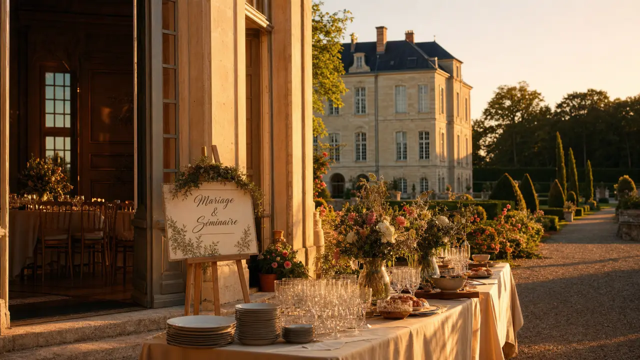 Château de Magneux Haute Rive : séminaire mariage, vue allée gravillonnée