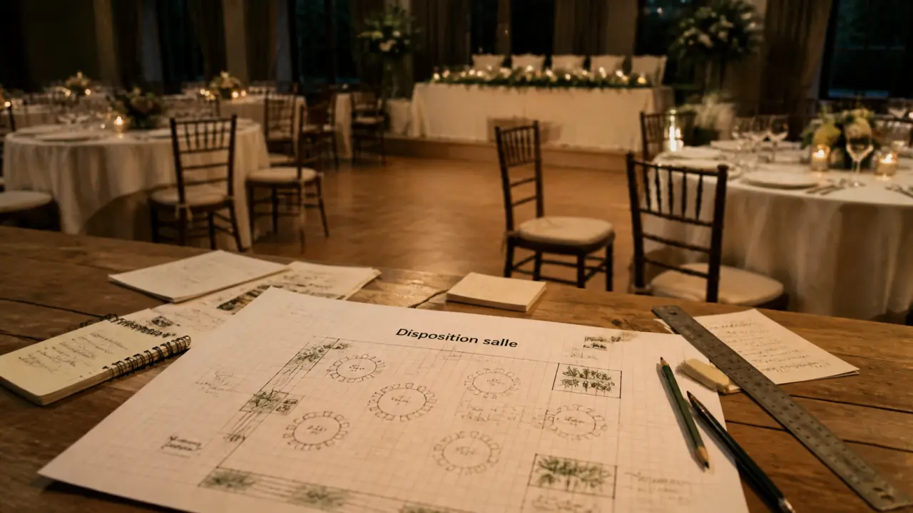 Disposition table mariage : 1,50 m entre les tables