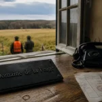 Domaine de la Feuge : signalétique avant départ, chasse en bois et plaines
