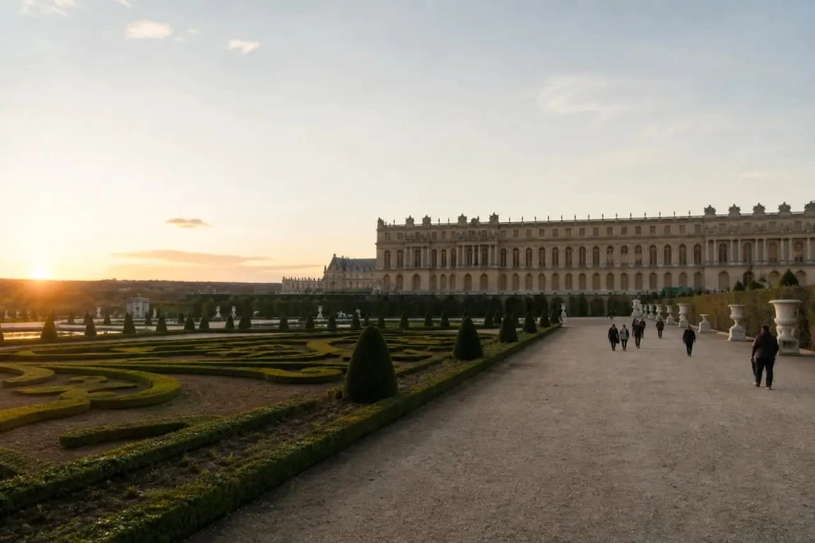Sortie versailles au Château de Versailles et dans les jardins au crépuscule