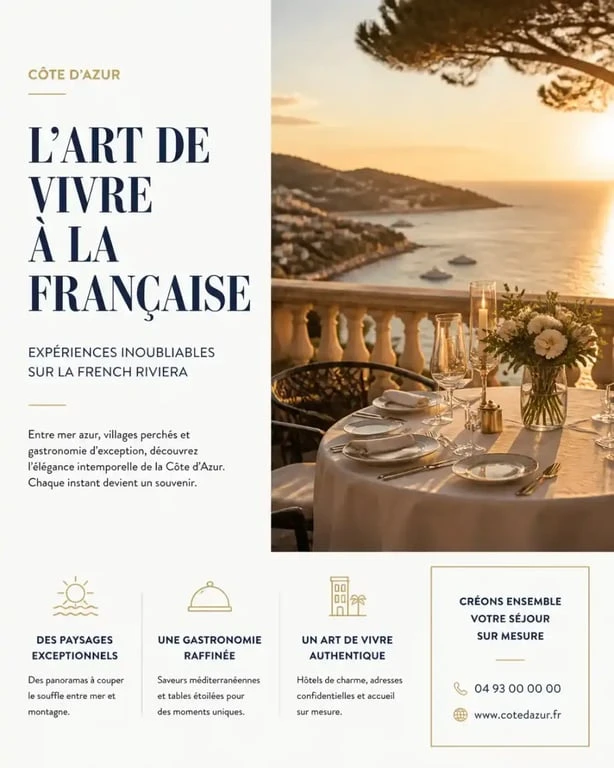Dîner romantique en bord de mer pour une lune de miel en France sur la Côte d'Azur