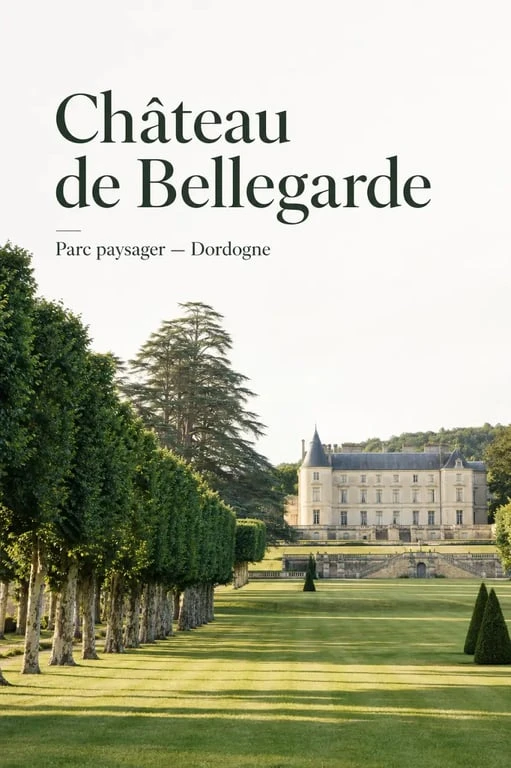 Le parc du château de bellegarde dordogne avec vue sur les façades