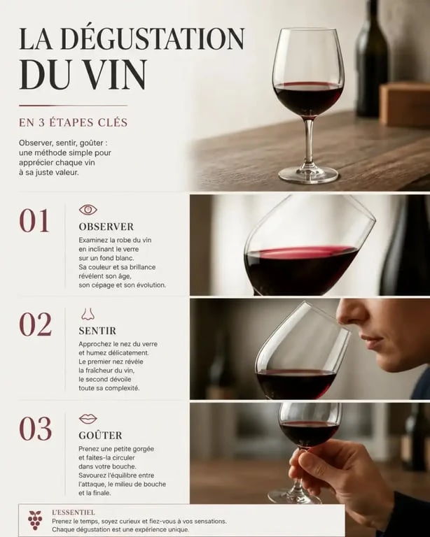 Protocole de dégustation de vins à Paris : examen visuel et olfactif