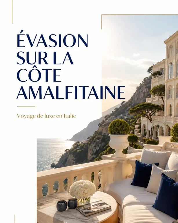 Voyage luxe italie sur la Côte Amalfitaine avec vue mer et hôtel raffiné