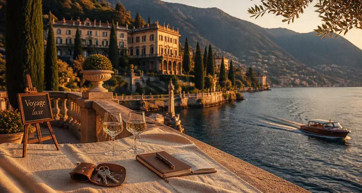 Voyage luxe Italie : terrasse au Lac de Côme, palace et vue lac