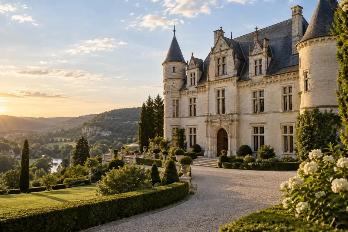 Séjour château Dordogne dans un domaine historique entouré de paysages vallonnés