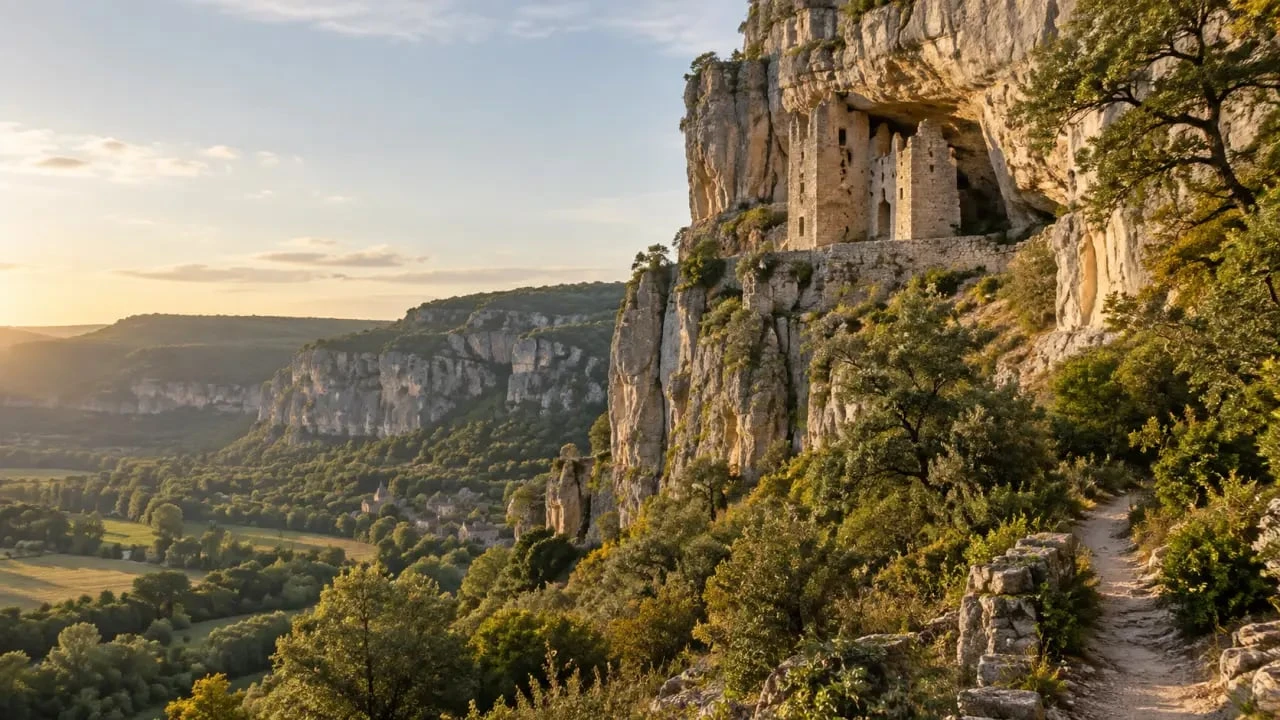 Château des Anglais à Autoire, site spectaculaire parmi les plus beaux châteaux du Lot à découvrir en randonnée