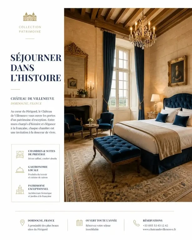 Chambre de luxe dans un château pour dormir dans un chateau en France