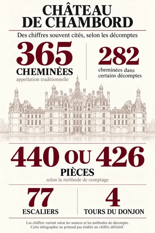 Infographie sur le nombre de cheminées du château aux 365 cheminées de Chambord