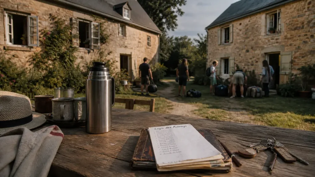 Logis des Aulnays : deux maisons et participants en cour de campagne