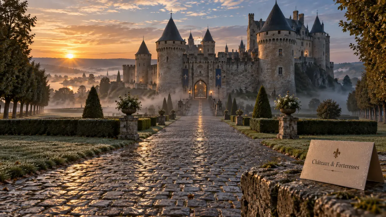 Plus grands chateaux de france : panorama d’un château fortifié à l’aube