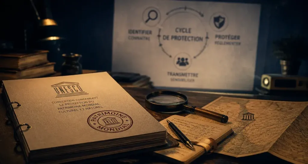Role de l'UNESCO dans la protection du patrimoine mondial, documents et outils de l'UNESCO