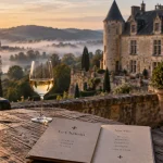 Séjour château Dordogne : table, brume et château en pierre