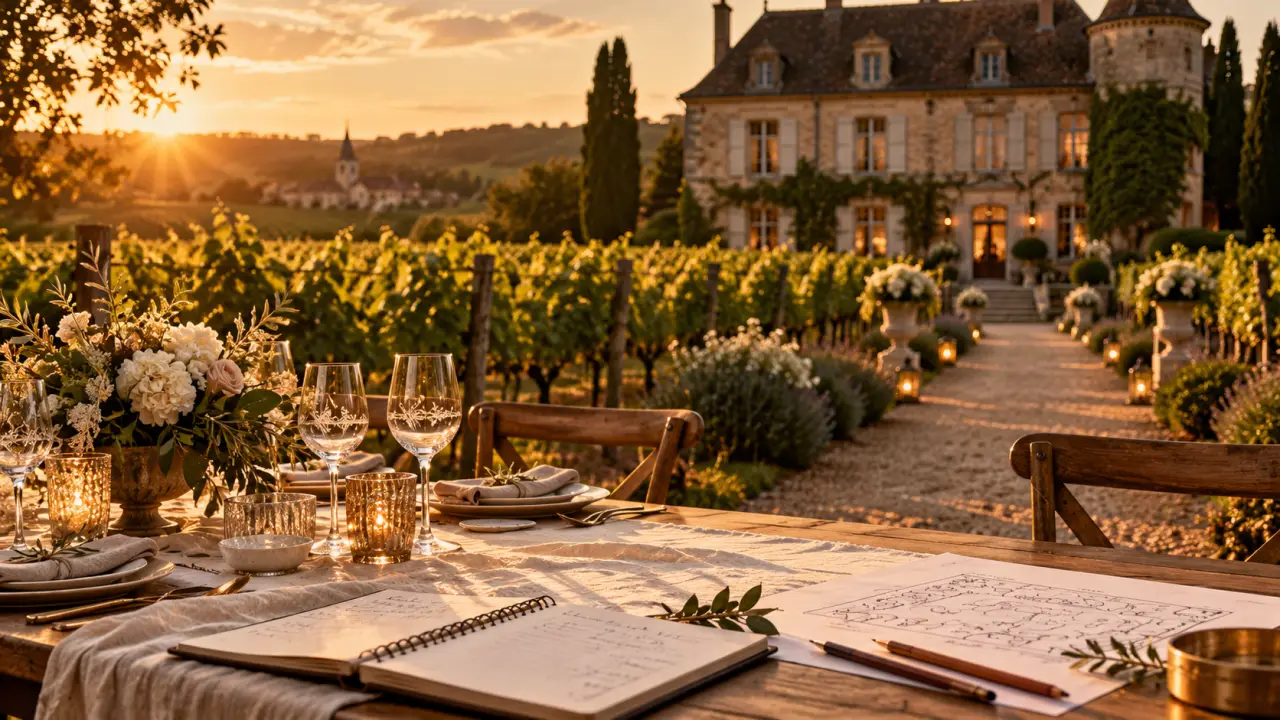 Lieu mariage Alsace : table dressée près du vignoble